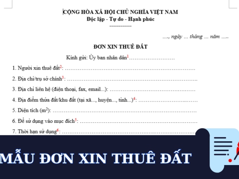 MẪU ĐƠN XIN THUÊ ĐẤT MỚI NHẤT